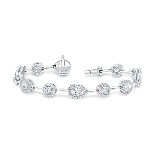 Halo Pear Shaped Diamond Tennis Bracelet