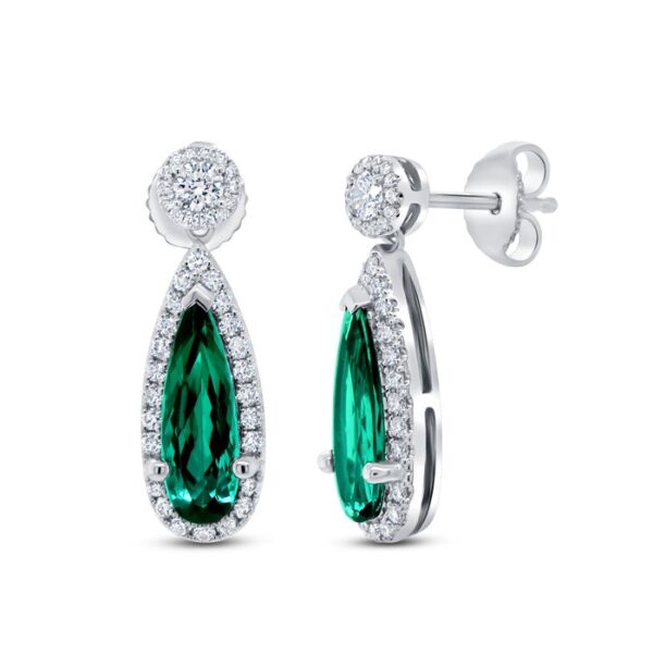 Pear Shaped Green Tourmaline Anniversary Earrings