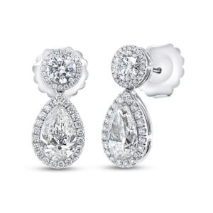 Halo Pear Shaped Anniversary Earrings