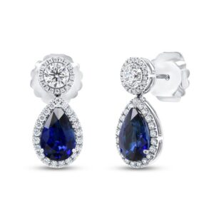 Pear Shaped Blue Sapphire Dangle Earrings