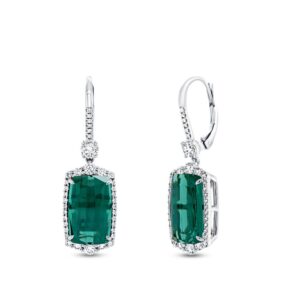 Drop Cushion Cut Green Tourmaline Drop Earrings