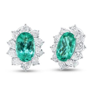 Halo Oval Shaped Paraiba Stud Earrings