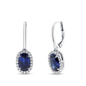 Drop Cushion Cut Blue Sapphire Drop Earrings