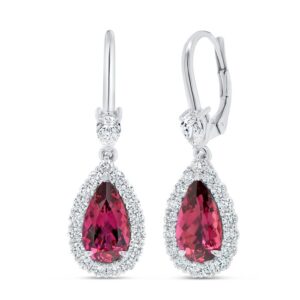 Drop Pear Shaped Rubellite Drop Earrings