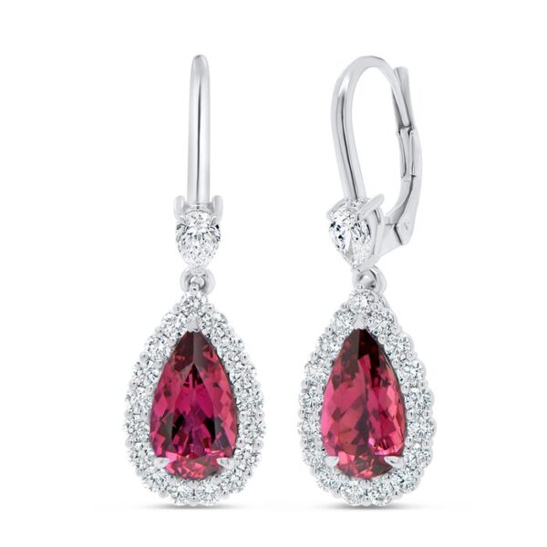 Drop Pear Shaped Rubellite Drop Earrings