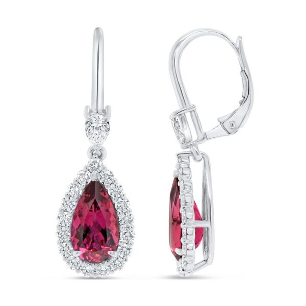 Drop Pear Shaped Rubellite Drop Earrings - Image 2