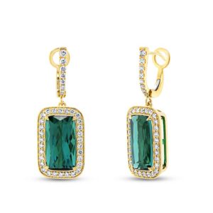 Drop Cushion Cut Indicolite Tourmaline Drop Earrings