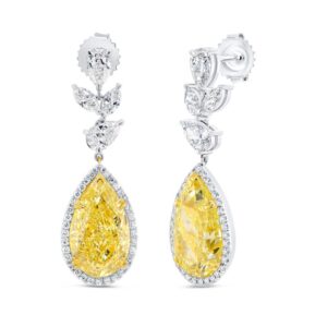 Drop Pear Shaped Fancy Light Yellow Diamond Drop Earrings