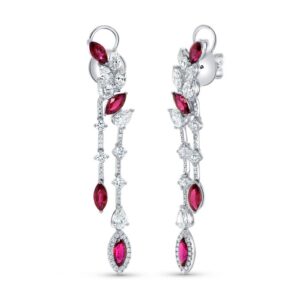 Drop Marquise Ruby Chandelier Earrings
