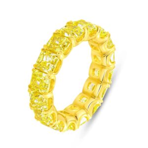 Eternity Radiant Fancy Yellow Diamond Anniversary Ring