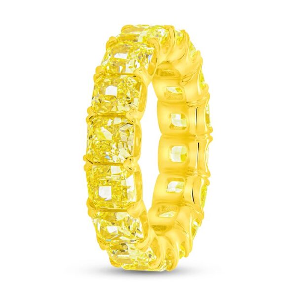 Eternity Radiant Fancy Yellow Diamond Anniversary Ring - Image 2