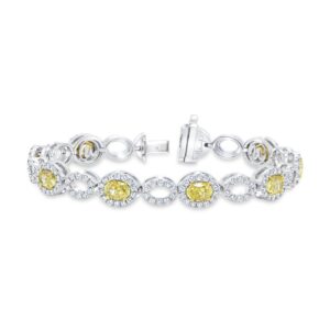 Halo Oval Shaped Fancy Yellow Diamond Bracelet