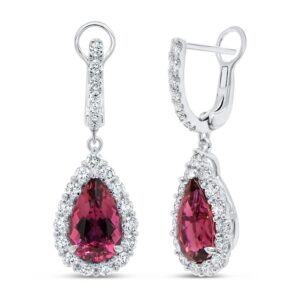 Drop Pear Shaped Rubellite Drop Earrings