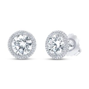 Halo Round Diamond Stud Earrings