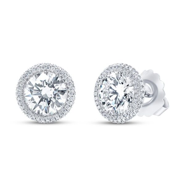 Halo Round Diamond Stud Earrings