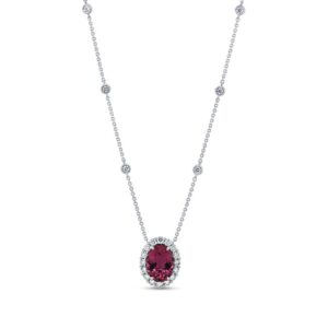 Drop Oval Shaped Rubellite Drop Pendant