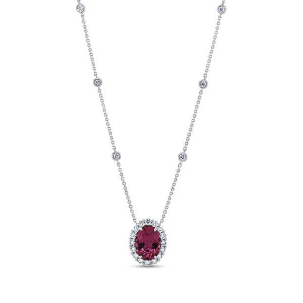 Drop Oval Shaped Rubellite Drop Pendant