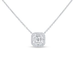 Halo Asscher Diamond Drop Pendant