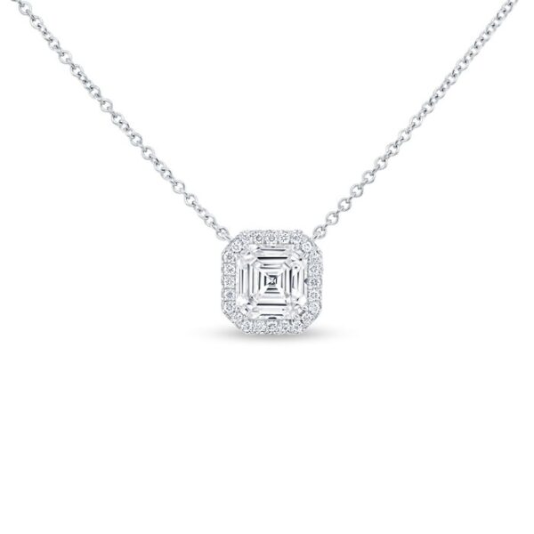Halo Asscher Diamond Drop Pendant
