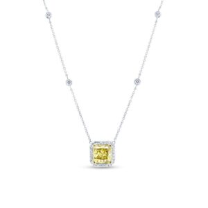 Halo Radiant Brown Diamond Diamond Pendant
