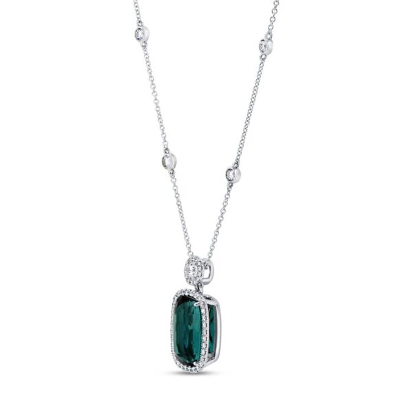 1-Row Cushion Cut Indicolite Tourmaline Drop Necklace - Image 2