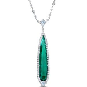 Halo Pear Shaped Indicolite Tourmaline Opera Necklace