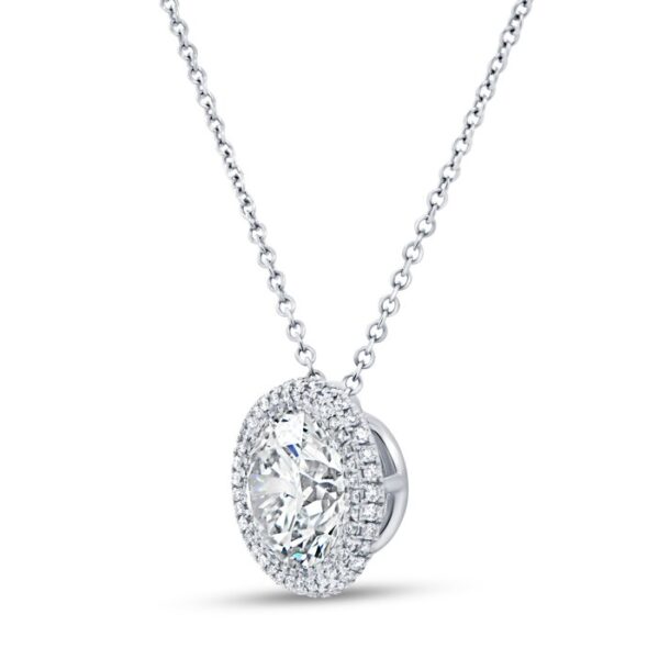 Halo Round Diamond Brooch Pendant - Image 2