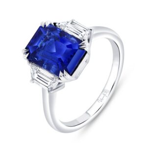 Three-Stone Blue Sapphire Engagement Ring