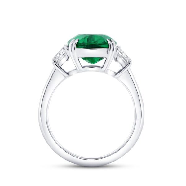 Three-Stone Cushion Cut Green Diamond Engagement Ring - Image 3