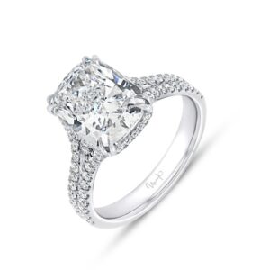 Split-Shank Cushion Cut Diamond Engagement Ring