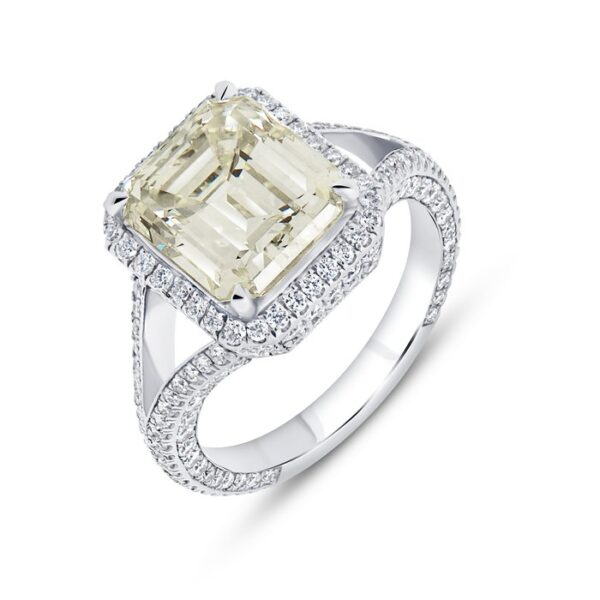 Halo Emerald Cut Diamond Engagement Ring