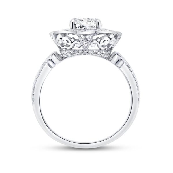 Halo Cushion Cut Diamond Engagement Ring - Image 3