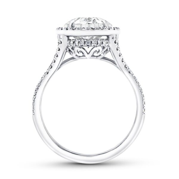 Halo Oval Shaped Blue Sapphire Engagement Ring - Image 3