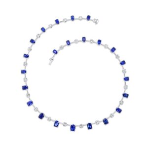Cushion Cut Blue Sapphire Opera Necklace