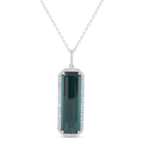 Emerald Cut Green Tourmaline Anniversary Pendant