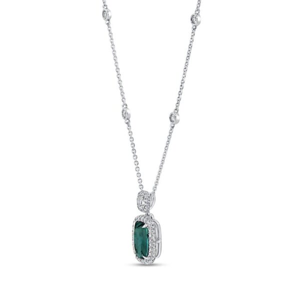 Drop Cushion Cut Green Tourmaline Drop Pendant - Image 2