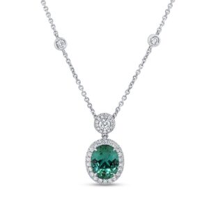 Drop Oval Shaped Green Tourmaline Drop Pendant