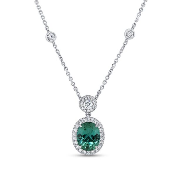 Drop Oval Shaped Green Tourmaline Drop Pendant