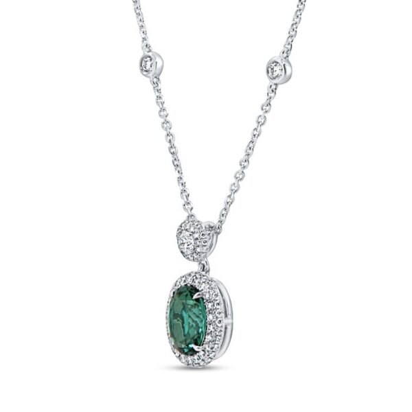 Drop Oval Shaped Green Tourmaline Drop Pendant - Image 2