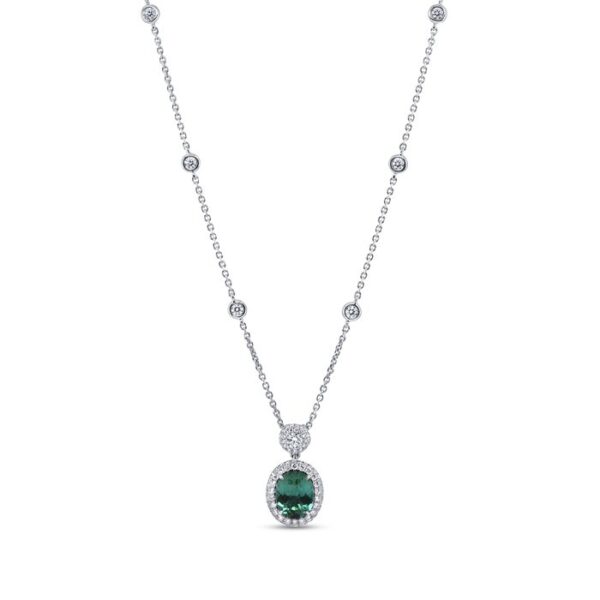 Drop Oval Shaped Green Tourmaline Drop Pendant - Image 3