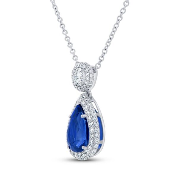 Pear Shaped Blue Sapphire Drop Pendant - Image 2