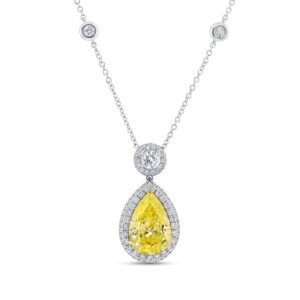 Drop Pear Shaped Fancy Yellow Diamond Drop Pendant
