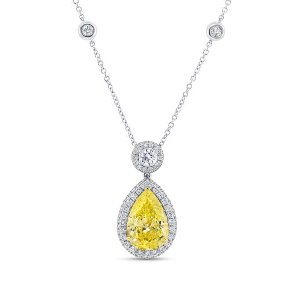 Drop Pear Shaped Fancy Yellow Diamond Drop Pendant
