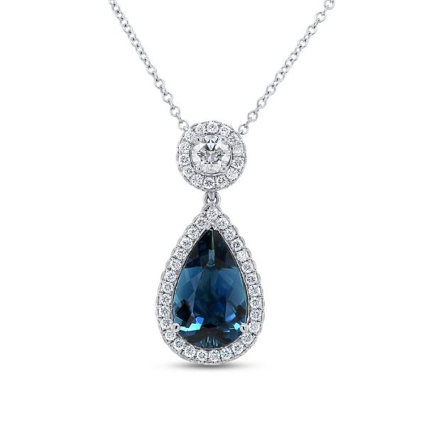 Pear Shaped Indicolite Tourmaline Drop Pendant