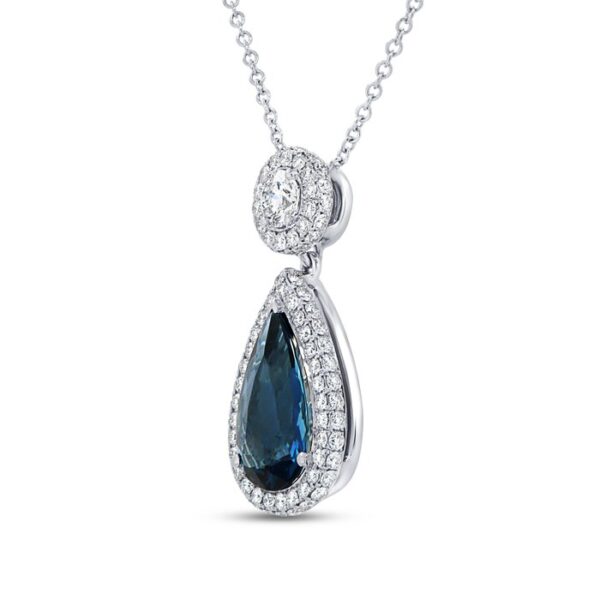 Pear Shaped Indicolite Tourmaline Drop Pendant - Image 2