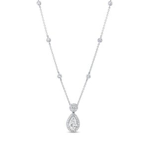 Drop Pear Shaped Diamond Brooch Pendant