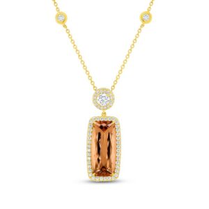 Halo Elongated Cushion Cut Topaz Brooch Pendant