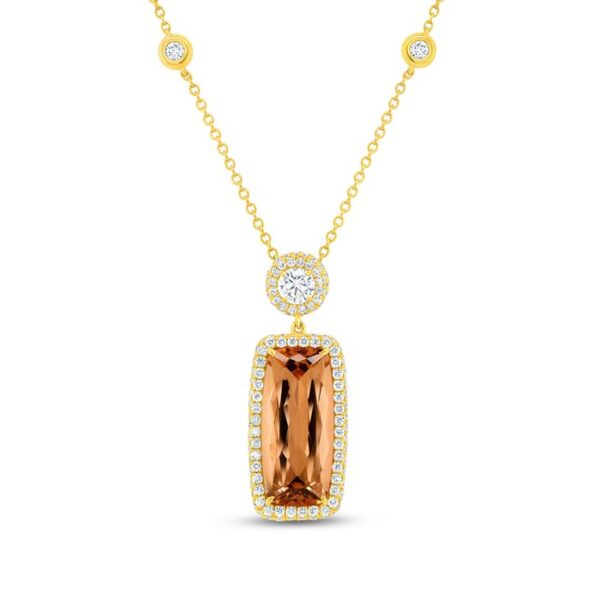 Halo Elongated Cushion Cut Topaz Brooch Pendant