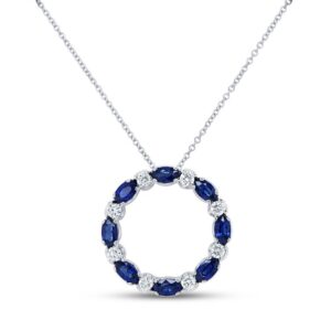 Medallion Oval Shaped Blue Sapphire Brooch Pendant