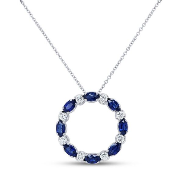 Medallion Oval Shaped Blue Sapphire Brooch Pendant